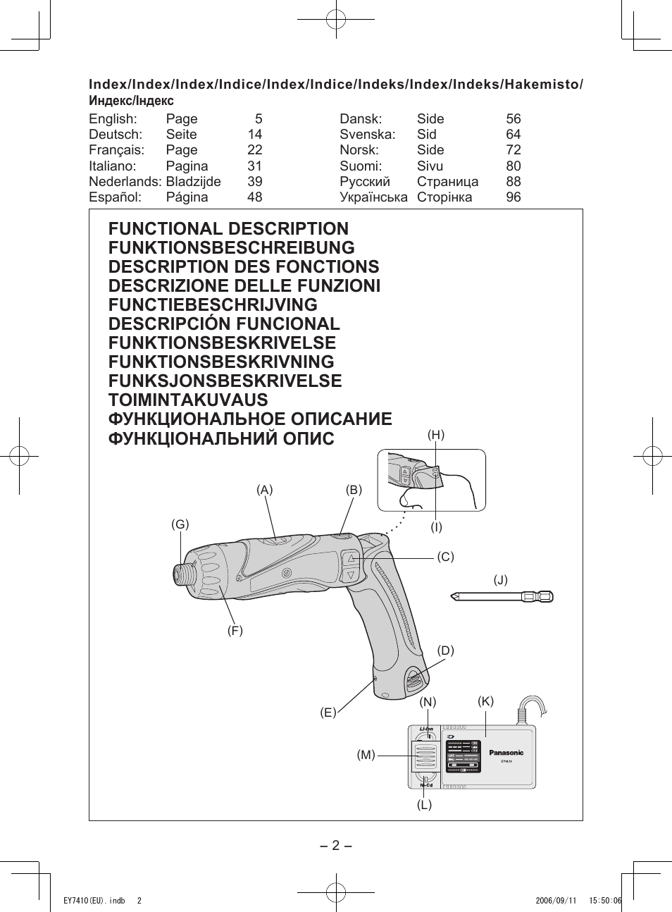 Panasonic EY7410LA2S User Manual | Page 2 / 104