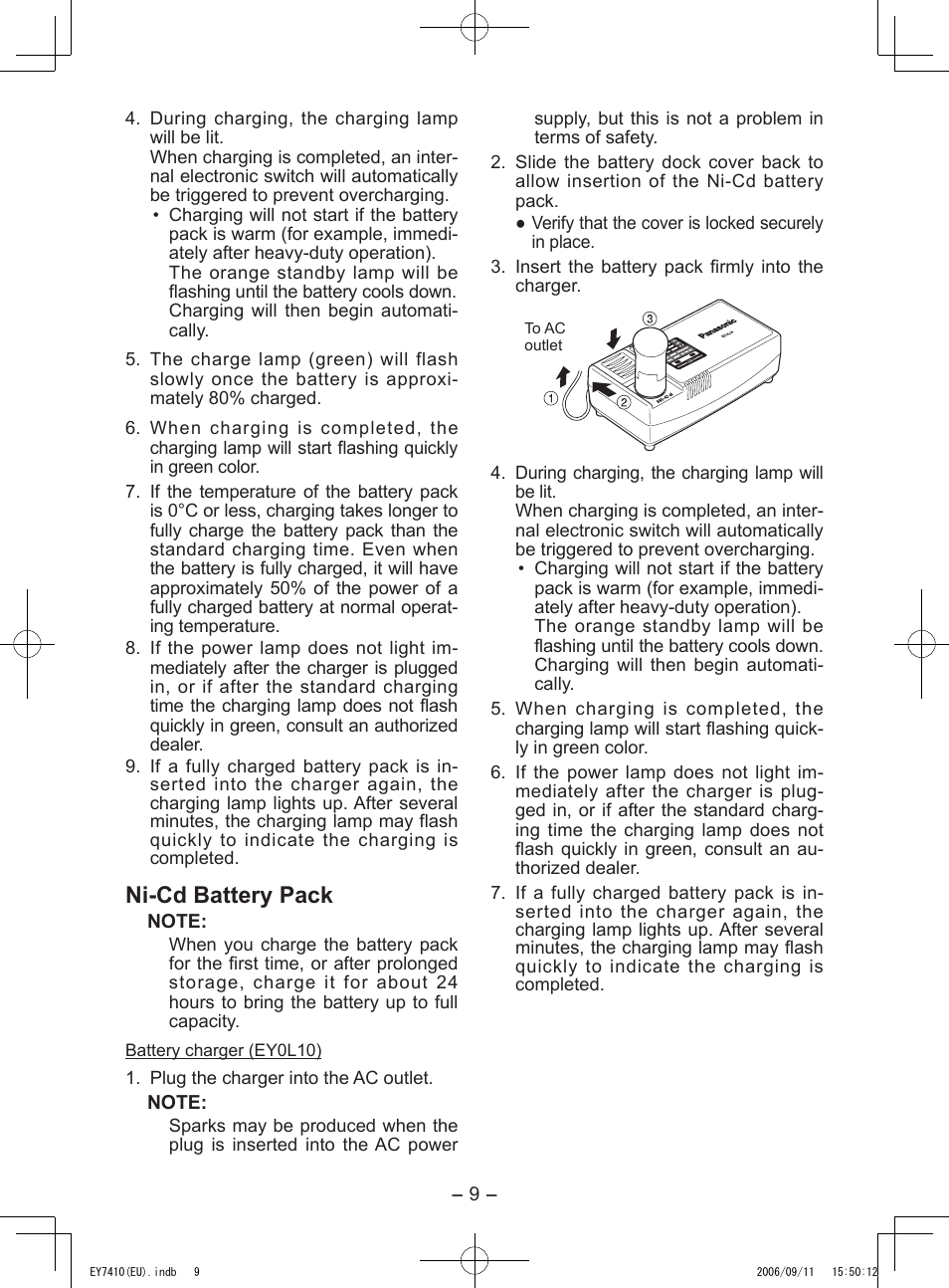 Ni-cd battery pack | Panasonic EY7410LA2S User Manual | Page 9 / 104