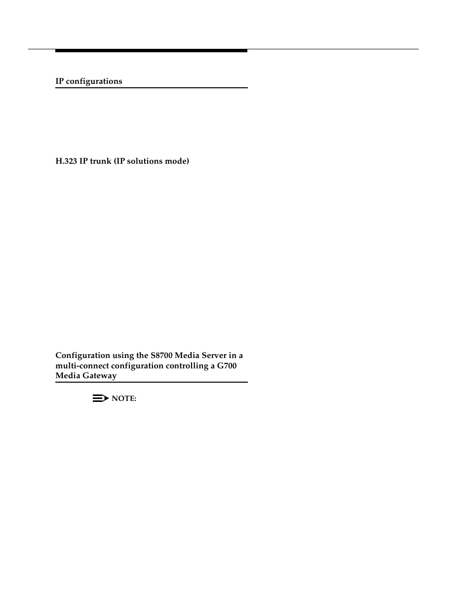 Ip configurations, H.323 ip trunk (ip solutions mode), Configuration using the s8700 media server in a | Avaya 555-233-116 User Manual | Page 198 / 246