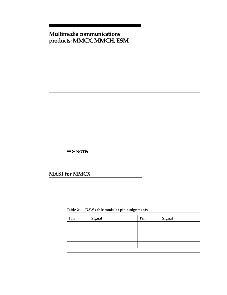 Masi for mmcx, Multimedia communications, Products: mmcx, mmch, esm | Chapter 18 | Avaya 555-233-116 User Manual | Page 207 / 246