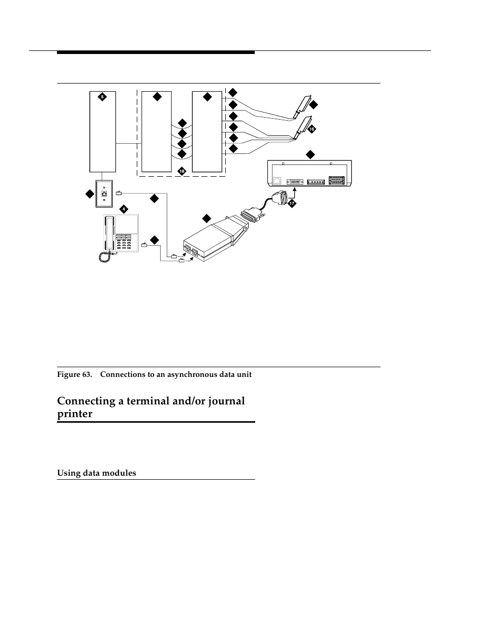 Connecting a terminal and/or journal printer, Using data modules | Avaya 555-233-116 User Manual | Page 226 / 246