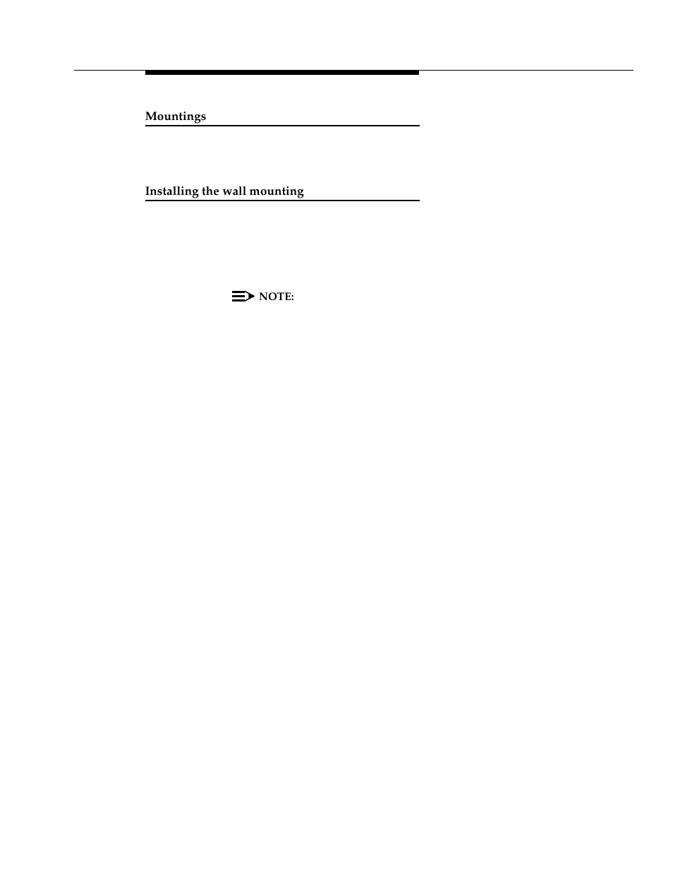 Mountings, Installing the wall mounting | Avaya 555-233-116 User Manual | Page 33 / 246
