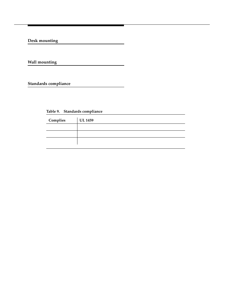 Desk mounting, Wall mounting, Standards compliance | Avaya 555-233-116 User Manual | Page 42 / 246