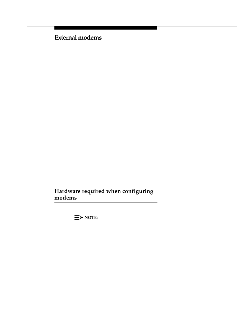 5 external modems, Hardware required when configuring modems, External modems | Chapter 5 | Avaya 555-233-116 User Manual | Page 99 / 246