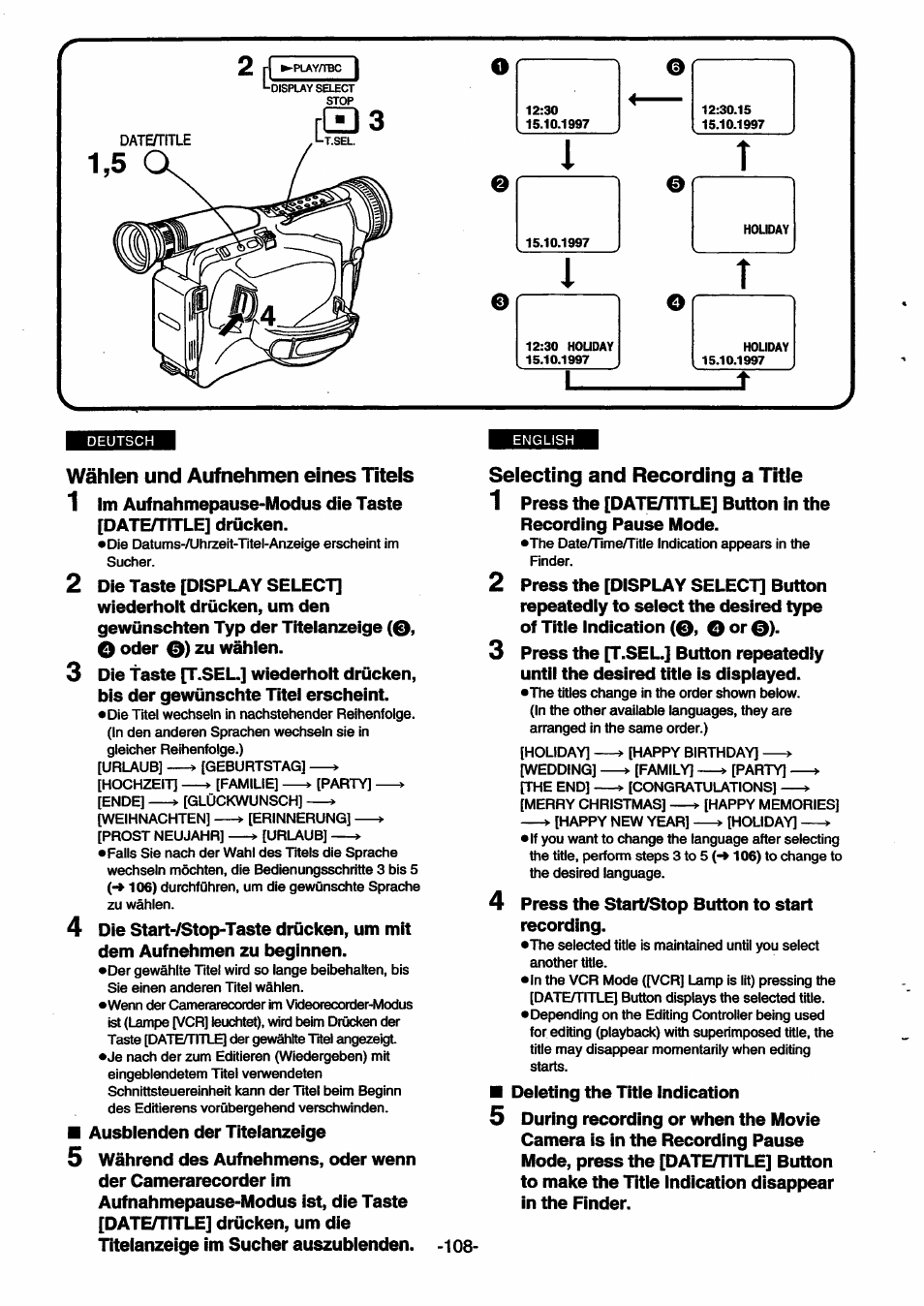 Panasonic NVSX30EG User Manual | Page 108 / 146