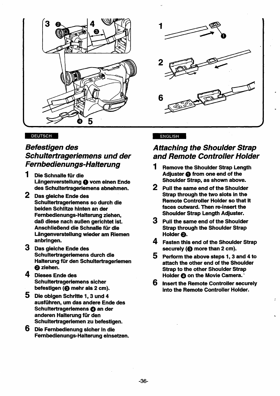 Befestigen des | Panasonic NVSX30EG User Manual | Page 36 / 146