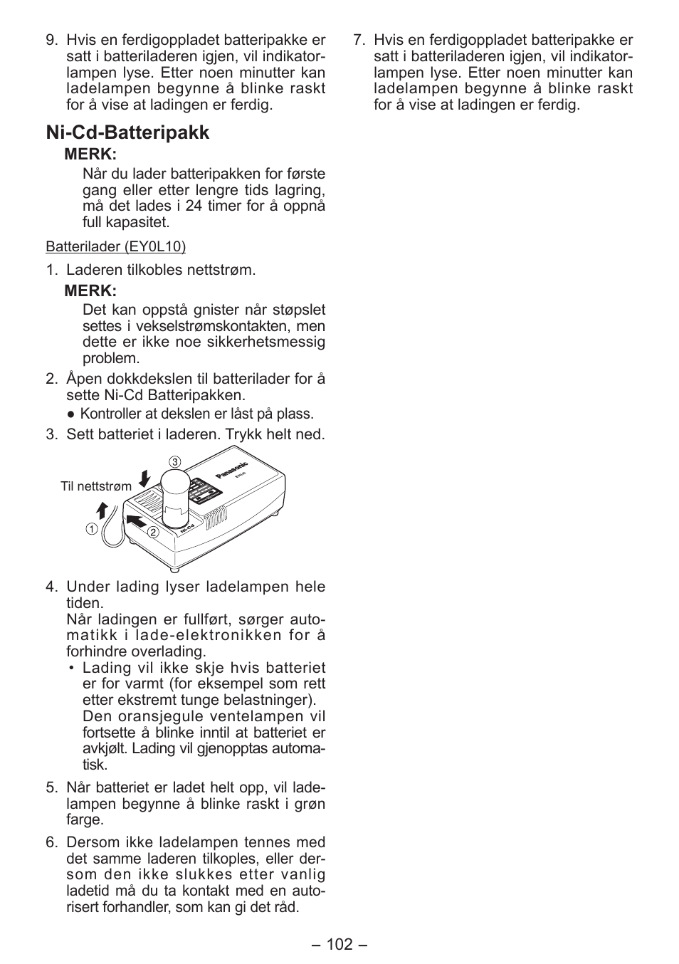 Ni-cd-batteripakk | Panasonic EY7411 User Manual | Page 102 / 140