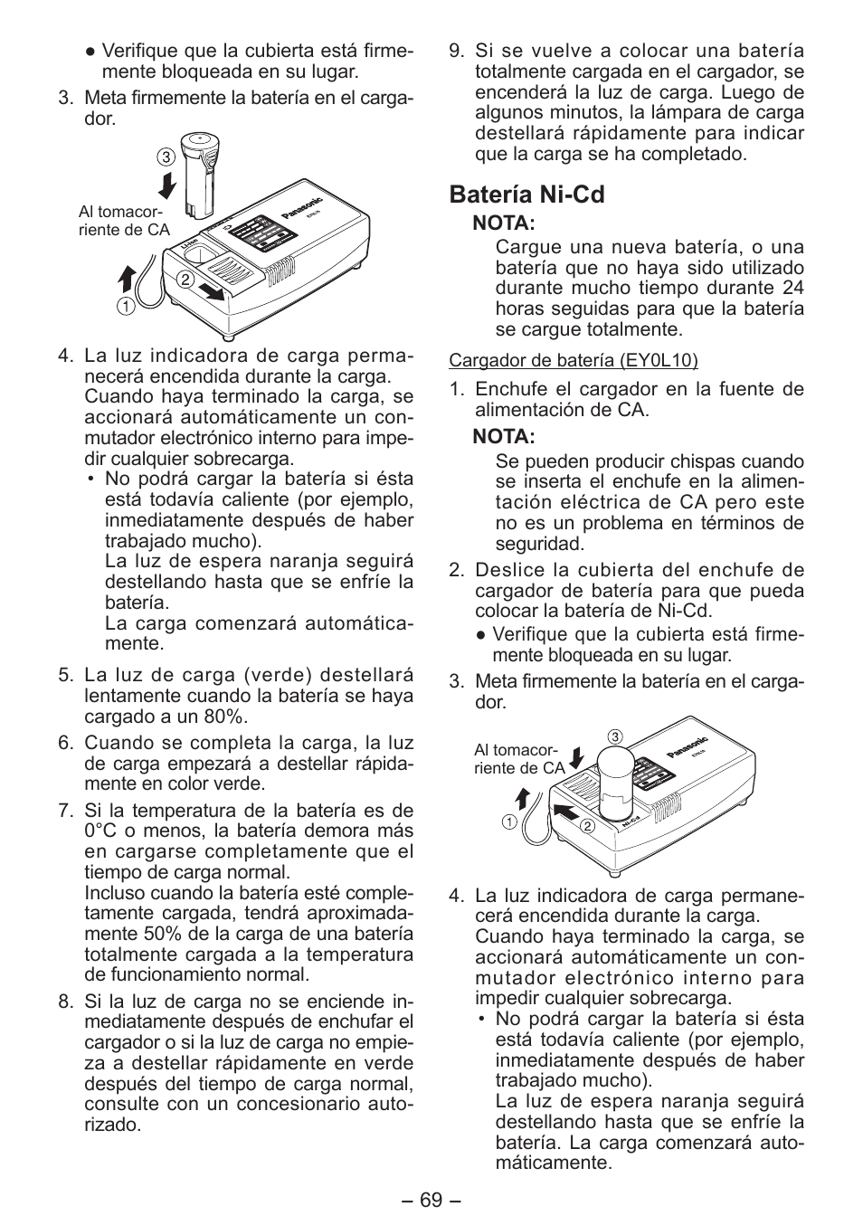 Batería ni-cd | Panasonic EY7411 User Manual | Page 69 / 140