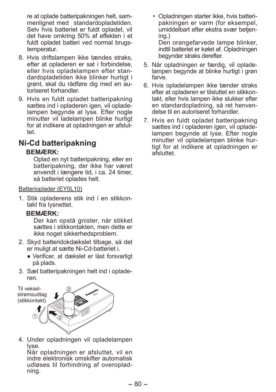 Ni-cd batteripakning | Panasonic EY7411 User Manual | Page 80 / 140