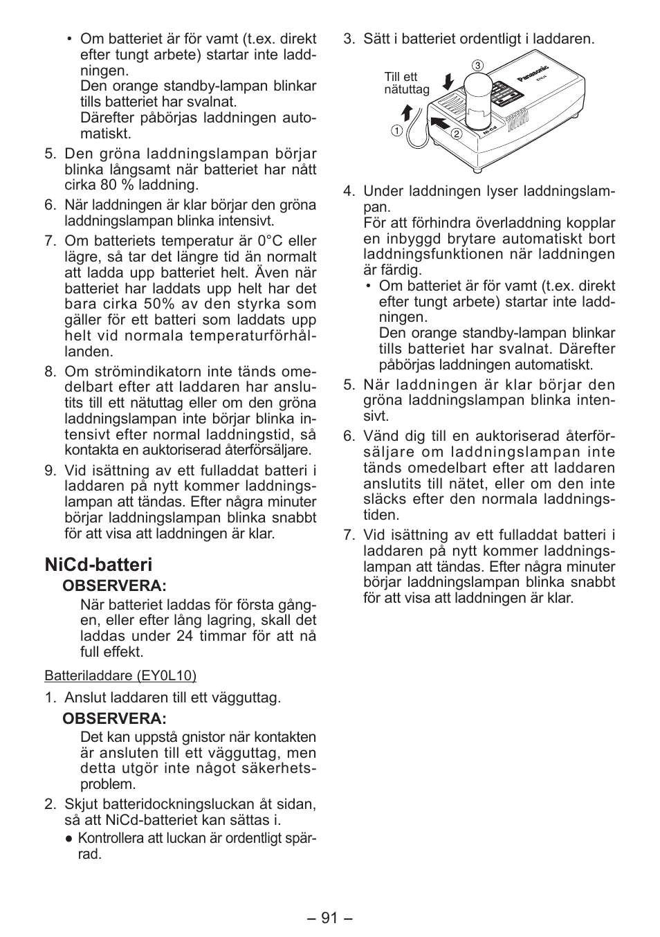 Nicd-batteri | Panasonic EY7411 User Manual | Page 91 / 140