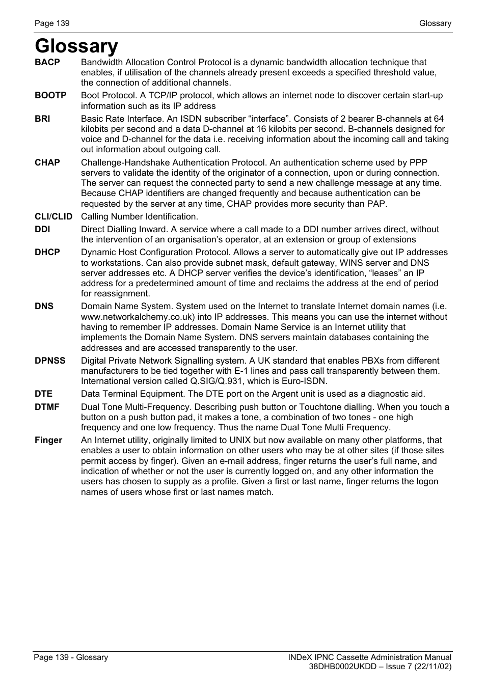 Glossary | Avaya 38DHB0002UKDD User Manual | Page 139 / 144