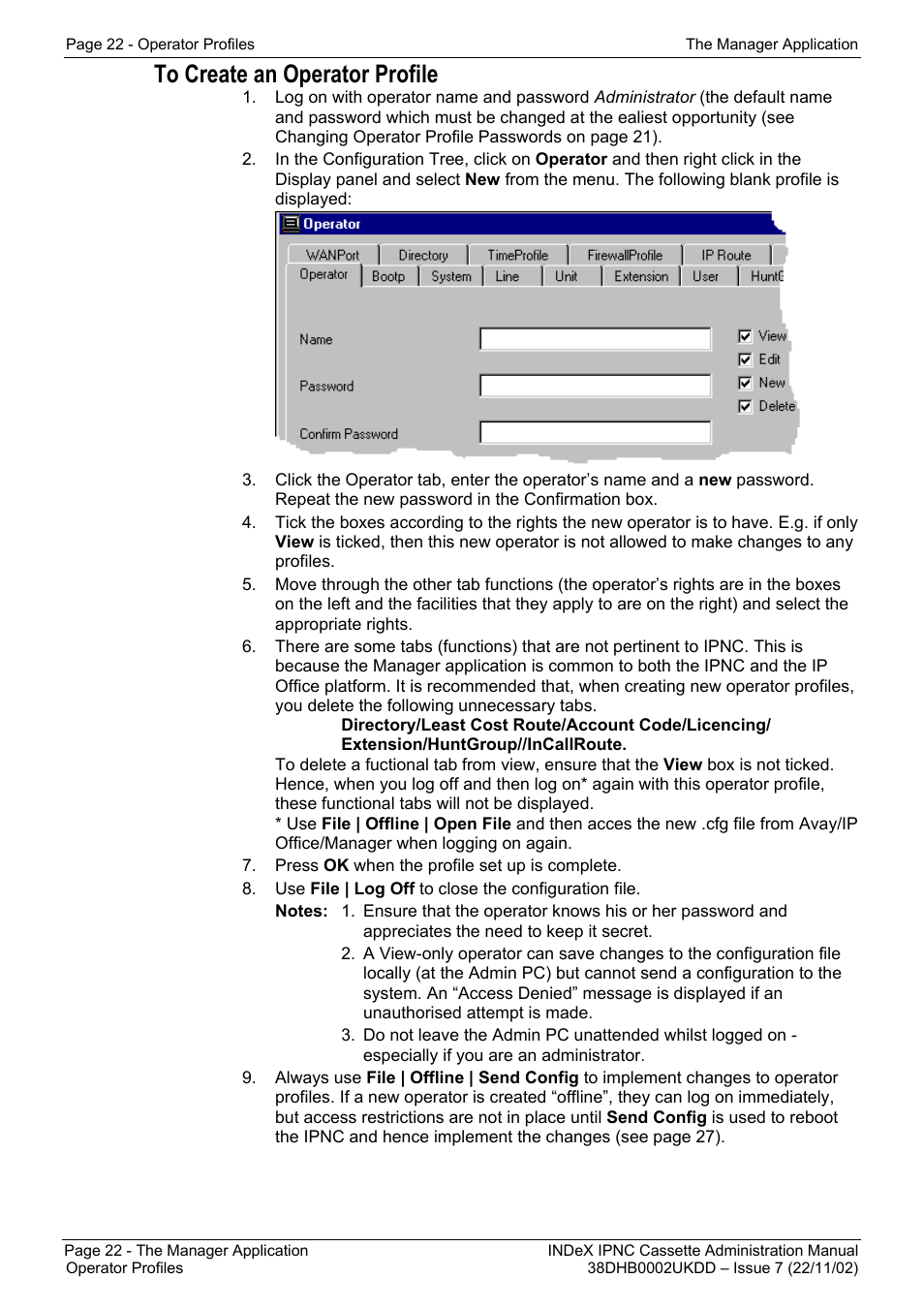 To create an operator profile | Avaya 38DHB0002UKDD User Manual | Page 22 / 144