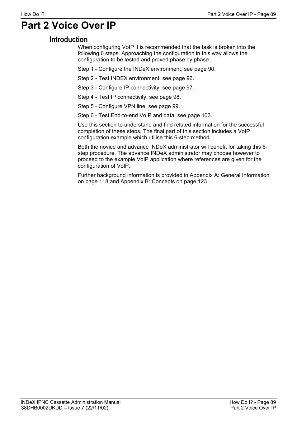 Part 2 voice over ip, Introduction, 89) provide the procedur | Avaya 38DHB0002UKDD User Manual | Page 89 / 144