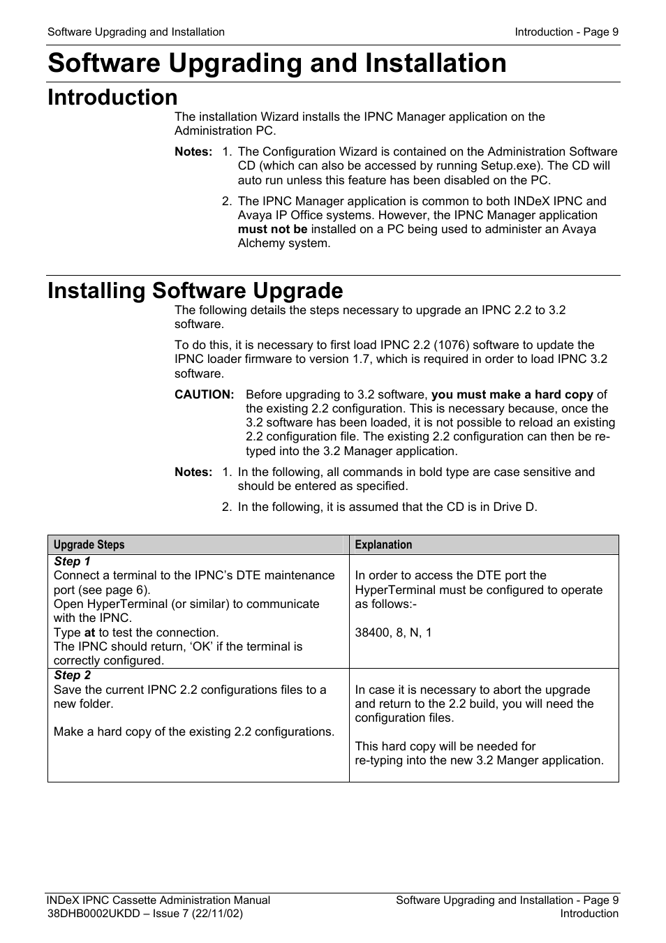 Software upgrading and installation, Introduction, Installing software upgrade | Avaya 38DHB0002UKDD User Manual | Page 9 / 144