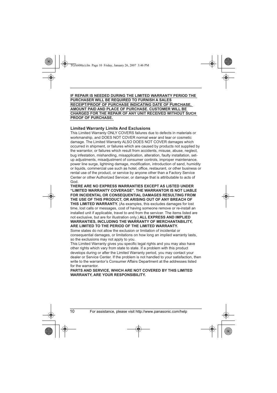 Panasonic KXTGA600 User Manual | Page 10 / 16