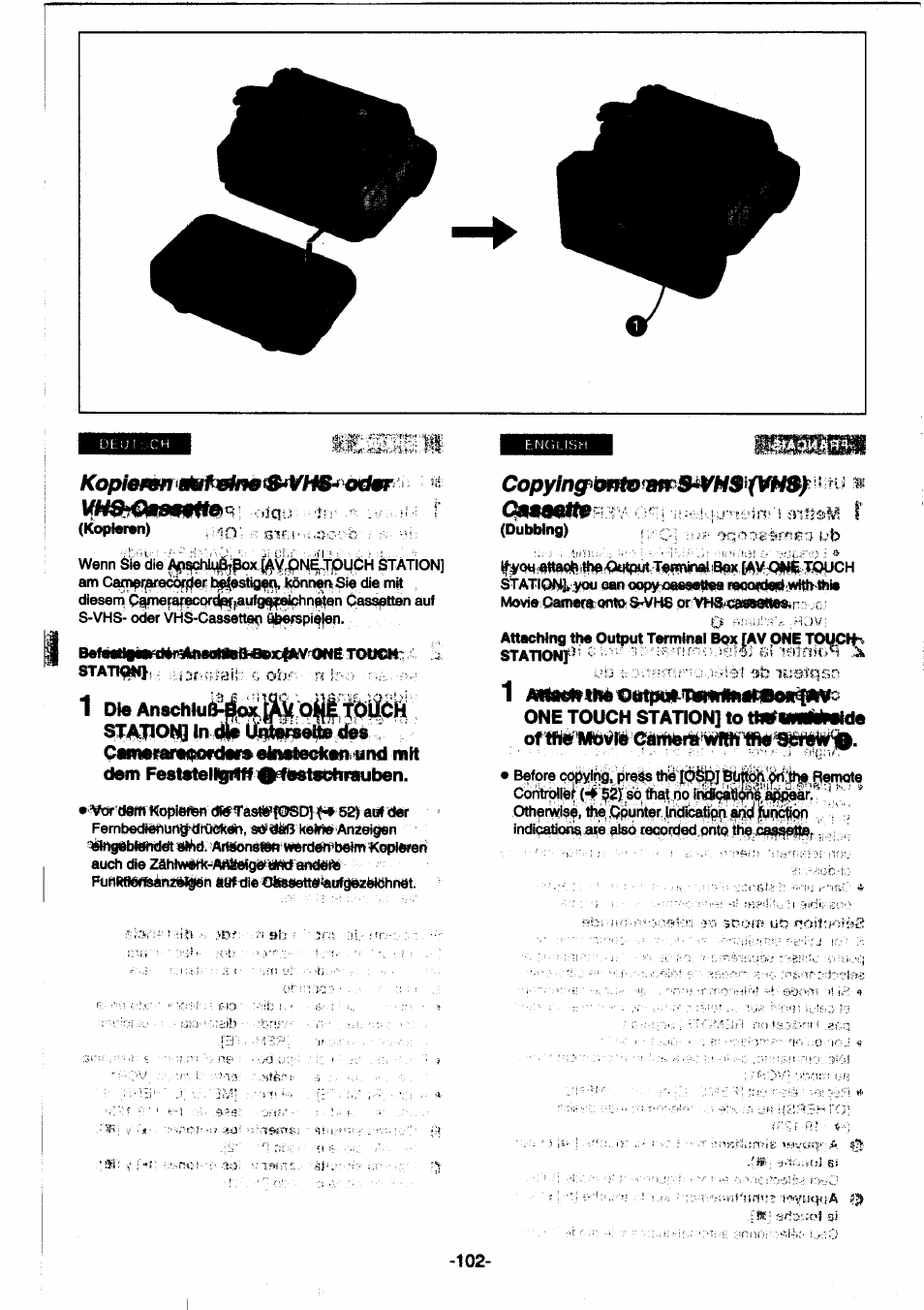 Dieanschiu, Dem fest«telli|rtff #^taehrauben, One touch station] to twilwmiéwide of tflèiilbvr | Mj-zzn, Xrnjpm, O,hov | Panasonic NVDS1EG User Manual | Page 102 / 180