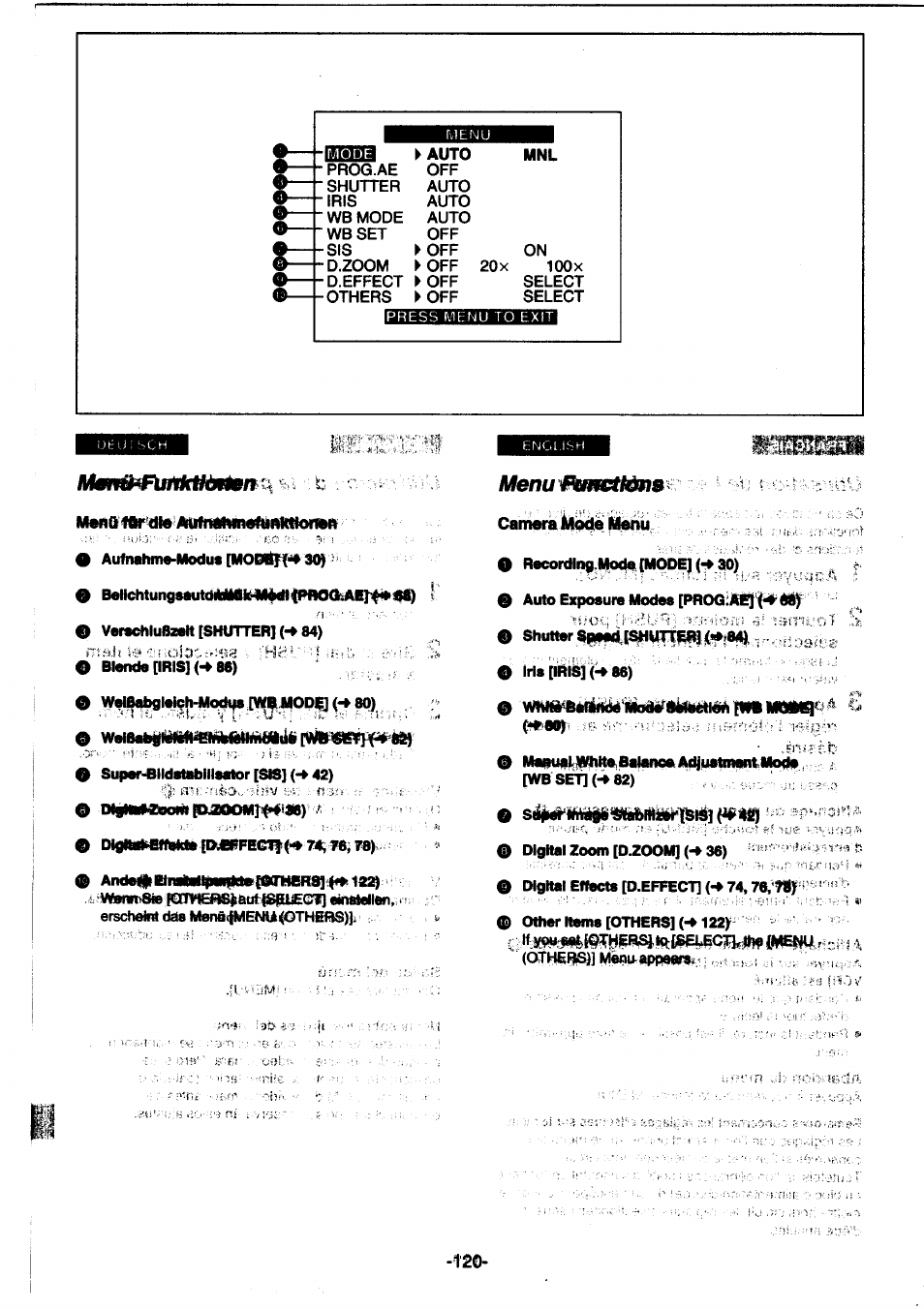 Cameréàf^e menu | Panasonic NVDS1EG User Manual | Page 120 / 180