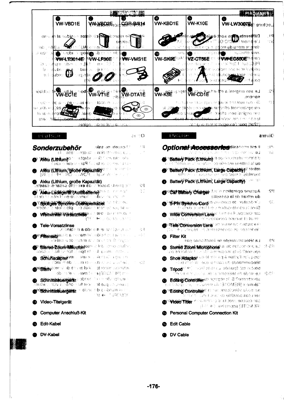 Sonderzubehör, Jip,^ i| . j c | Panasonic NVDS1EG User Manual | Page 176 / 180