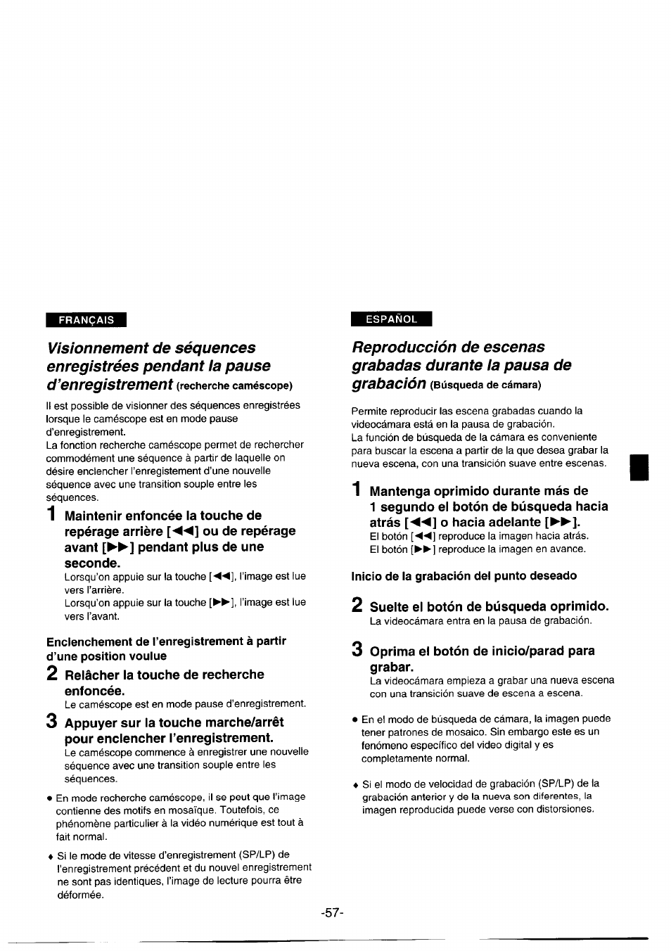 Inicio de la grabación del punto deseado | Panasonic NVDS1EG User Manual | Page 57 / 180