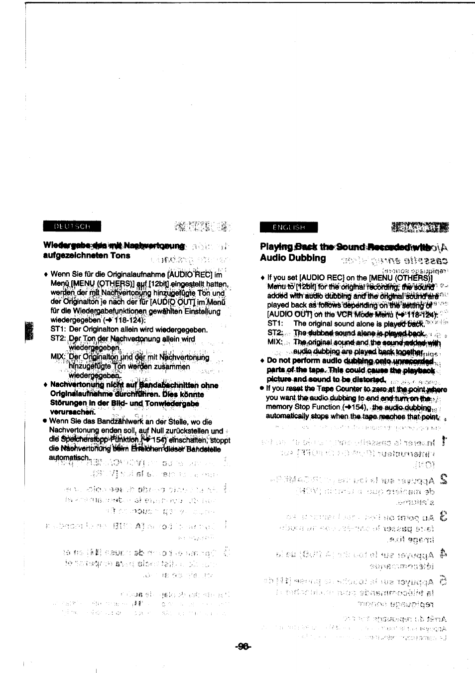 Aufgezeichneten tons, Audio dubbing, Audio dubbing) | Pi audio dubbing | Panasonic NVDS1EG User Manual | Page 90 / 180