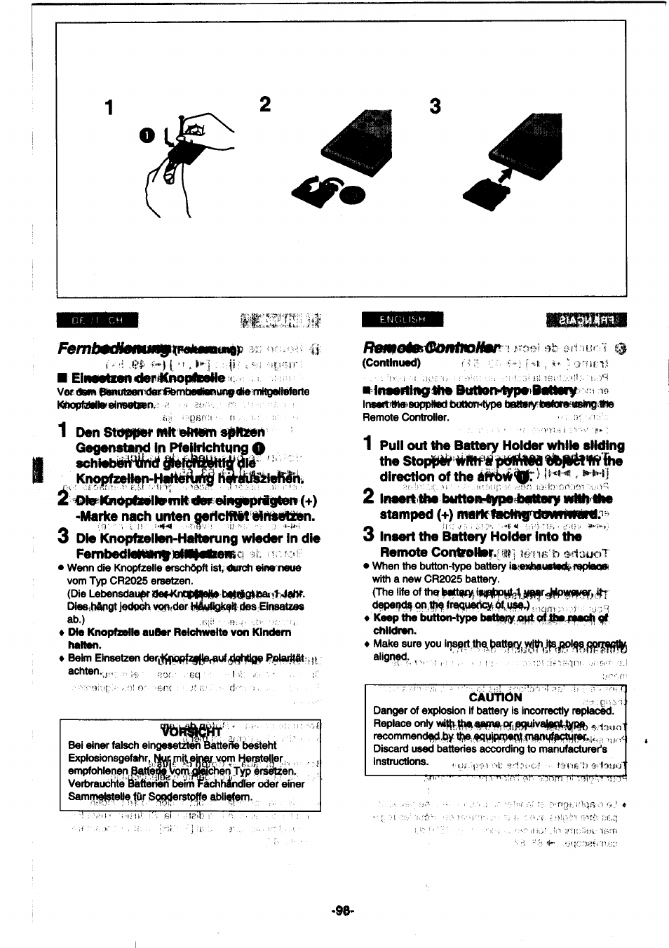 Einwteni<tefmnopamllo, Schtebii№ ii«a^ km^zeuen-htri^mto h^mai^leliliii, Marke nach urrten gerlcmit mhfmtiton | Direction of the ) | Panasonic NVDS1EG User Manual | Page 98 / 180