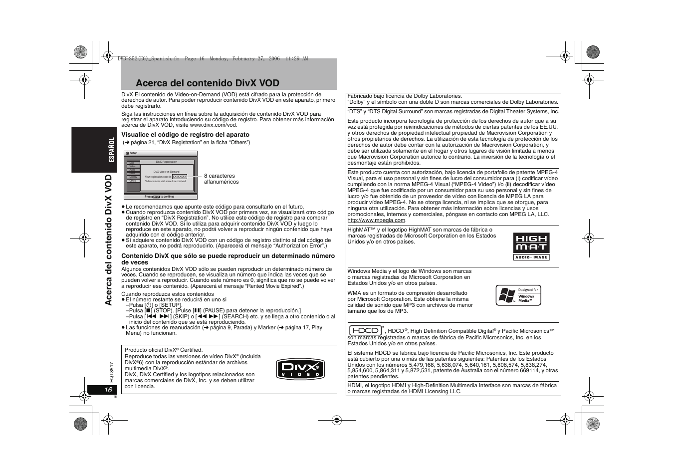 Panasonic DVDS52 User Manual | Page 16 / 88