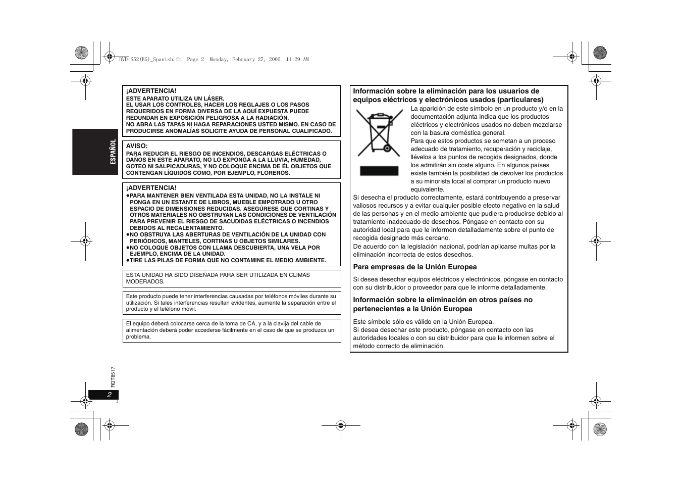 Panasonic DVDS52 User Manual | Page 2 / 88