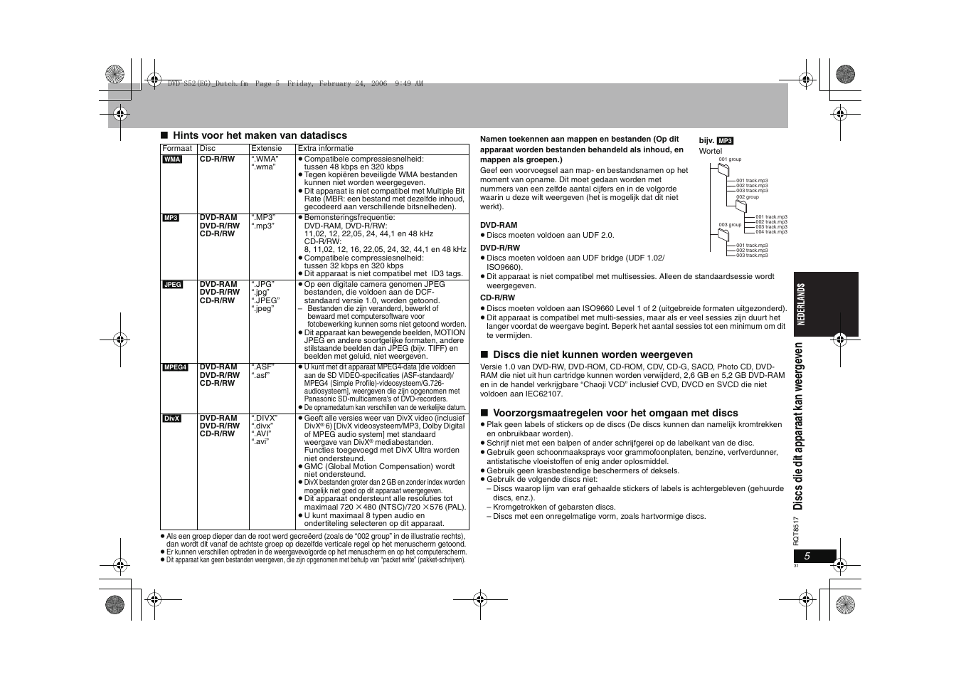 Dis cs di e d it a p pa raa t kan w eer ge ve n | Panasonic DVDS52 User Manual | Page 31 / 88