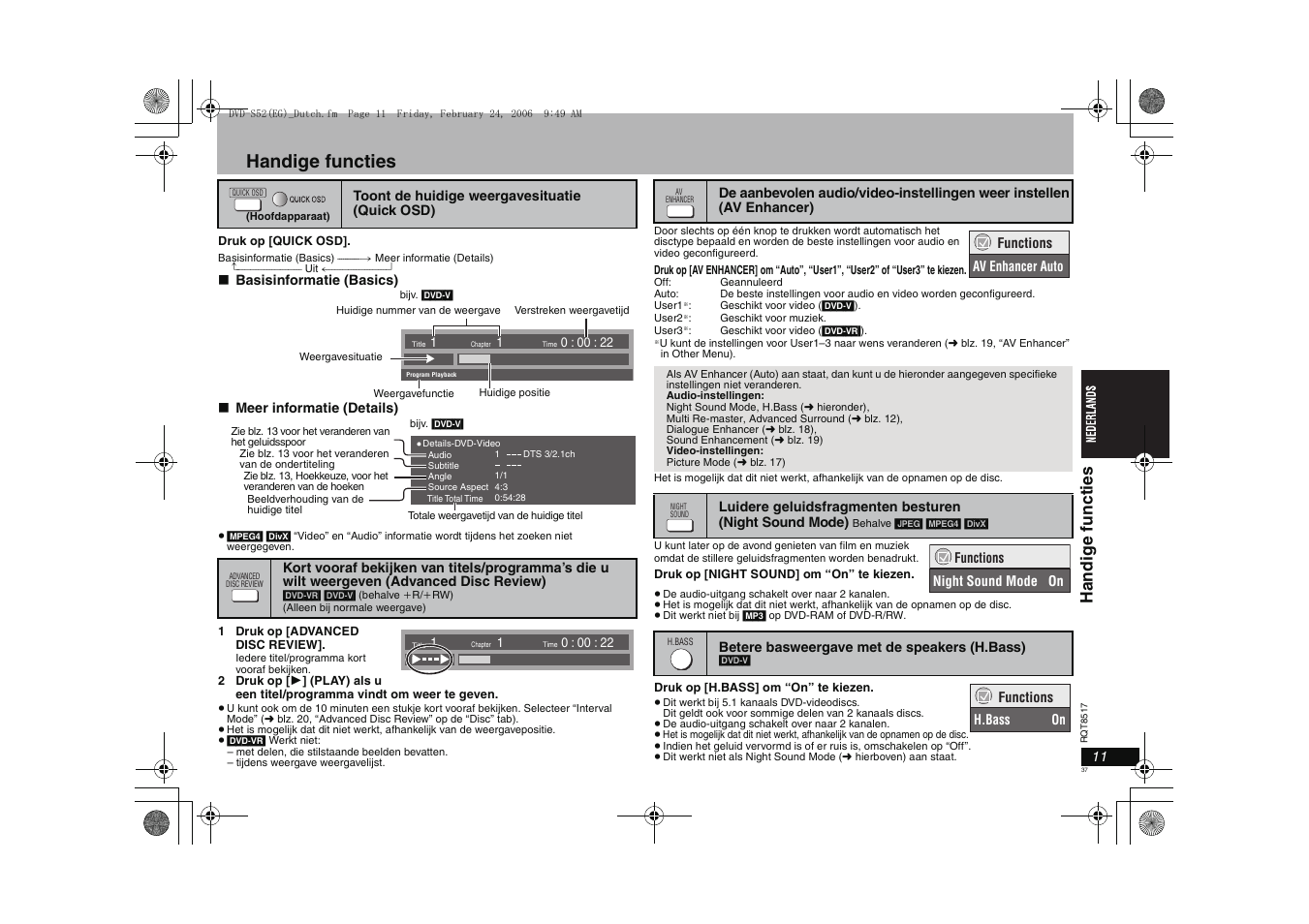 Handige functies, Handi g e funct ie s | Panasonic DVDS52 User Manual | Page 37 / 88