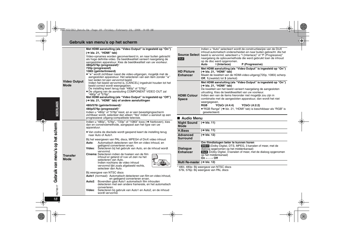 Gebr ui k v an m en u ’s o p het s che rm | Panasonic DVDS52 User Manual | Page 44 / 88