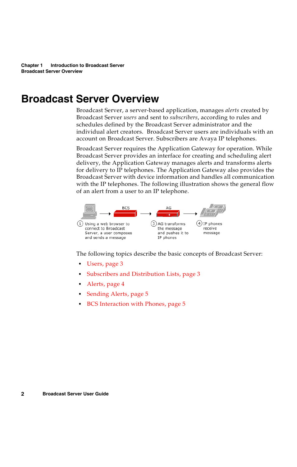 Broadcast server overview | Avaya 16-300272 User Manual | Page 10 / 82
