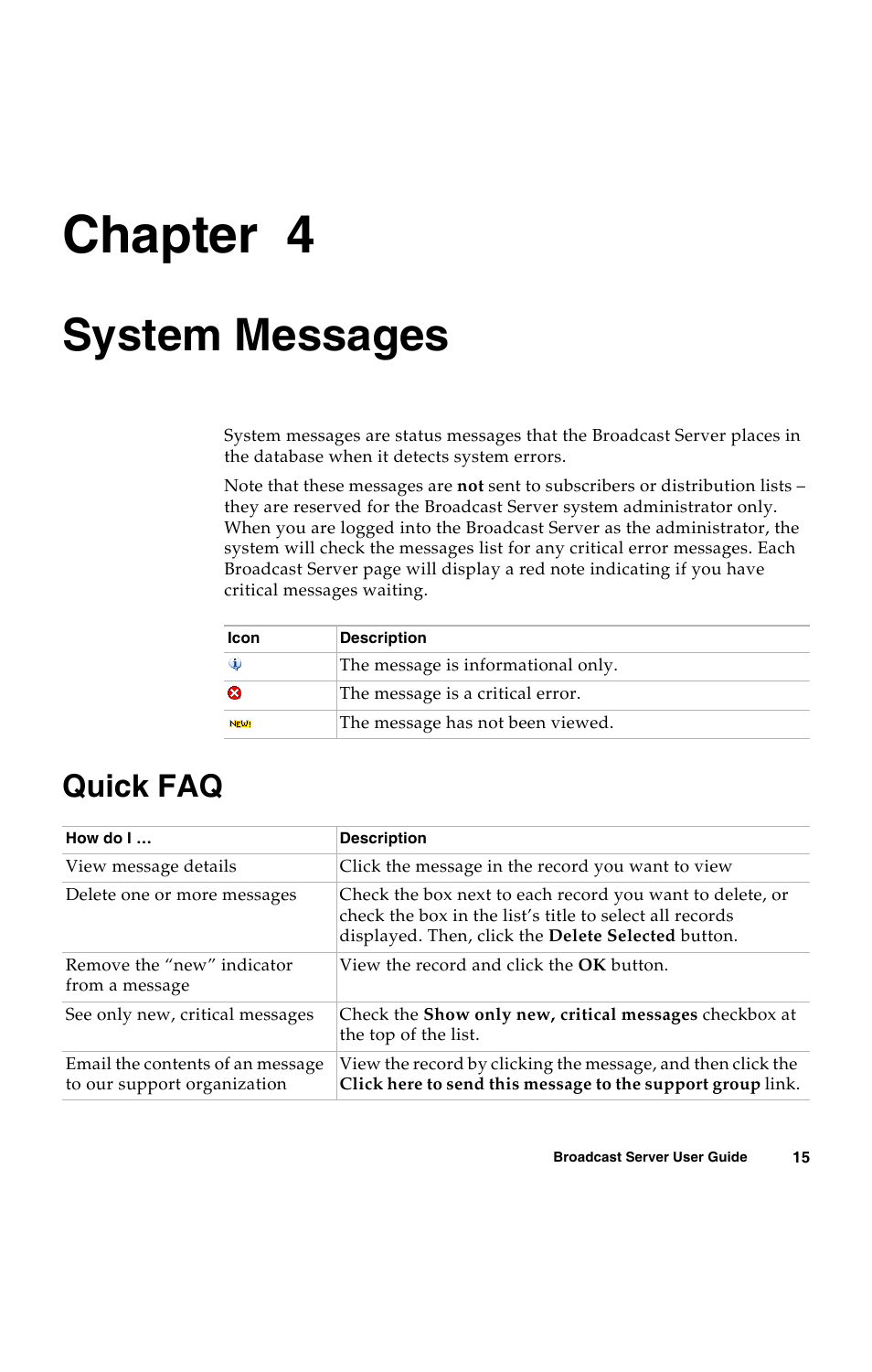 System messages, Quick faq, C h a p t e r | Chapter 4 | Avaya 16-300272 User Manual | Page 23 / 82