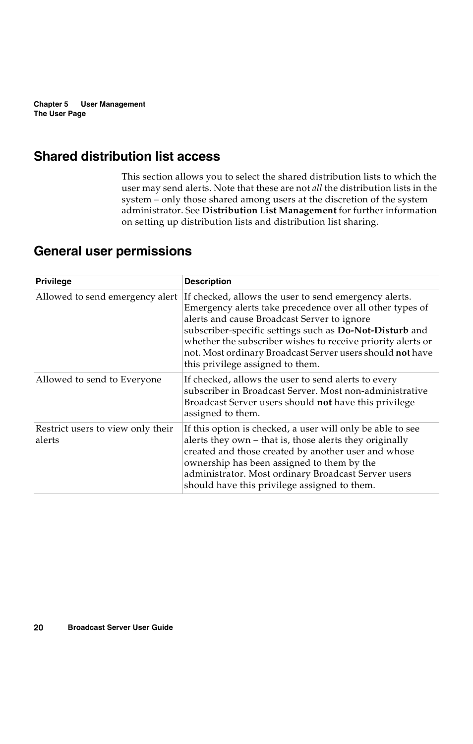 Shared distribution list access, General user permissions | Avaya 16-300272 User Manual | Page 28 / 82