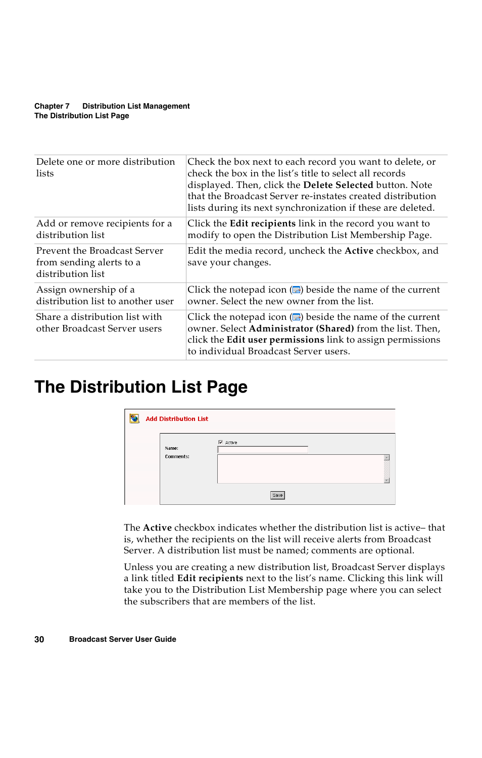 The distribution list page | Avaya 16-300272 User Manual | Page 38 / 82