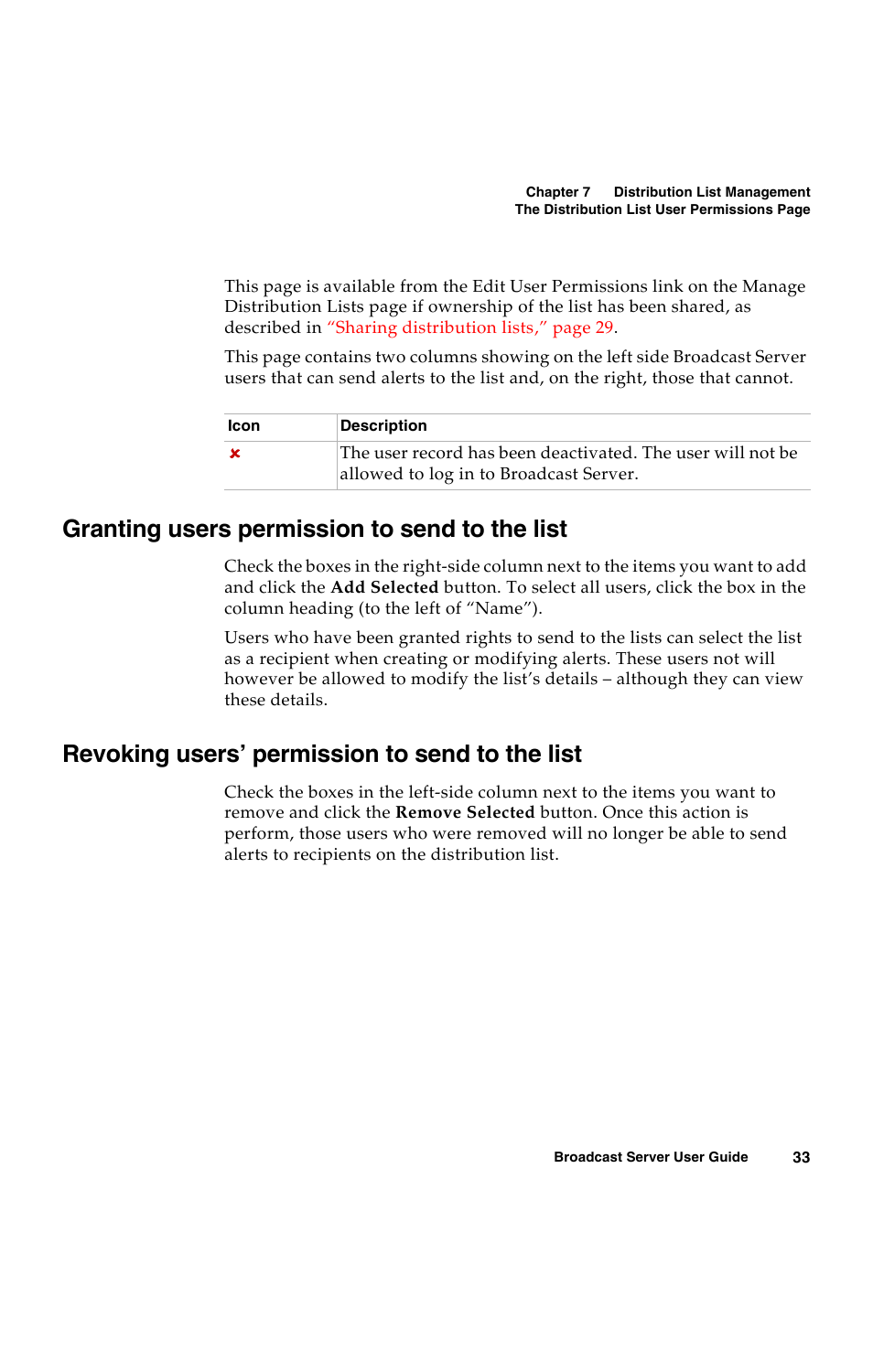 Granting users permission to send to the list, Revoking users’ permission to send to the list | Avaya 16-300272 User Manual | Page 41 / 82