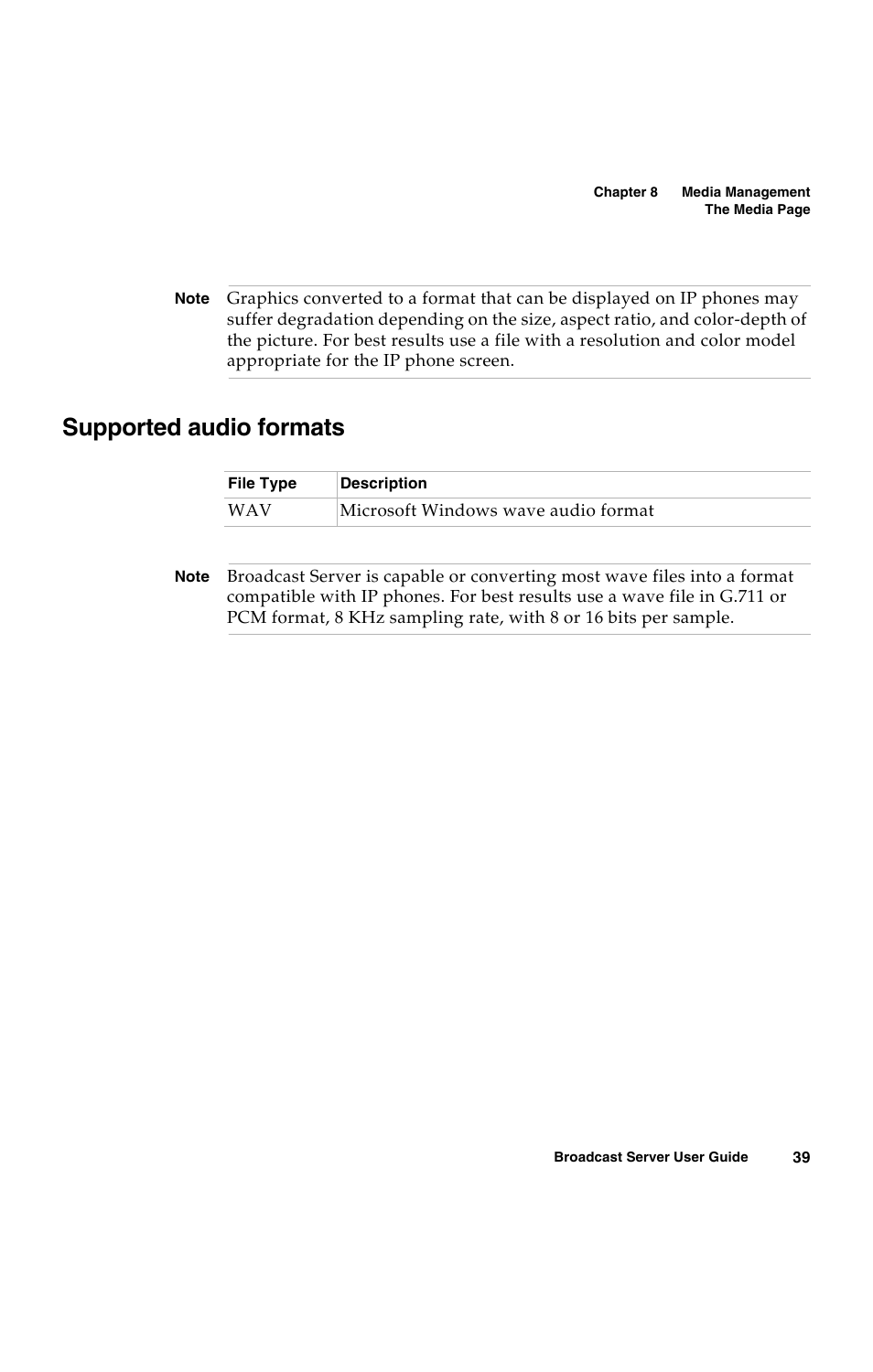 Supported audio formats | Avaya 16-300272 User Manual | Page 47 / 82