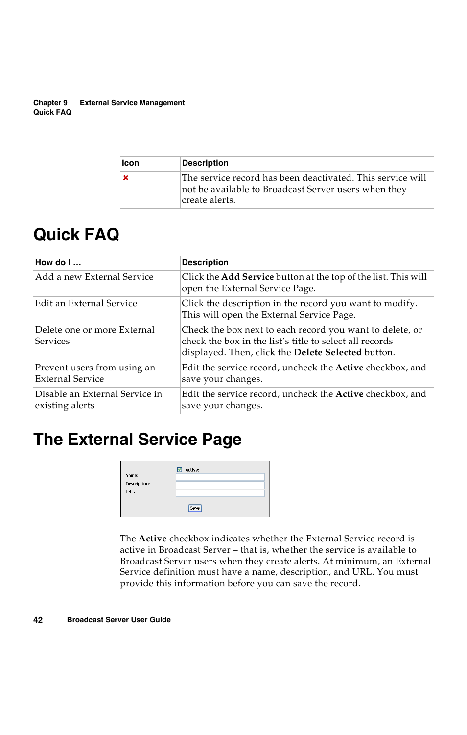 Quick faq, Quick faq the external service page | Avaya 16-300272 User Manual | Page 50 / 82