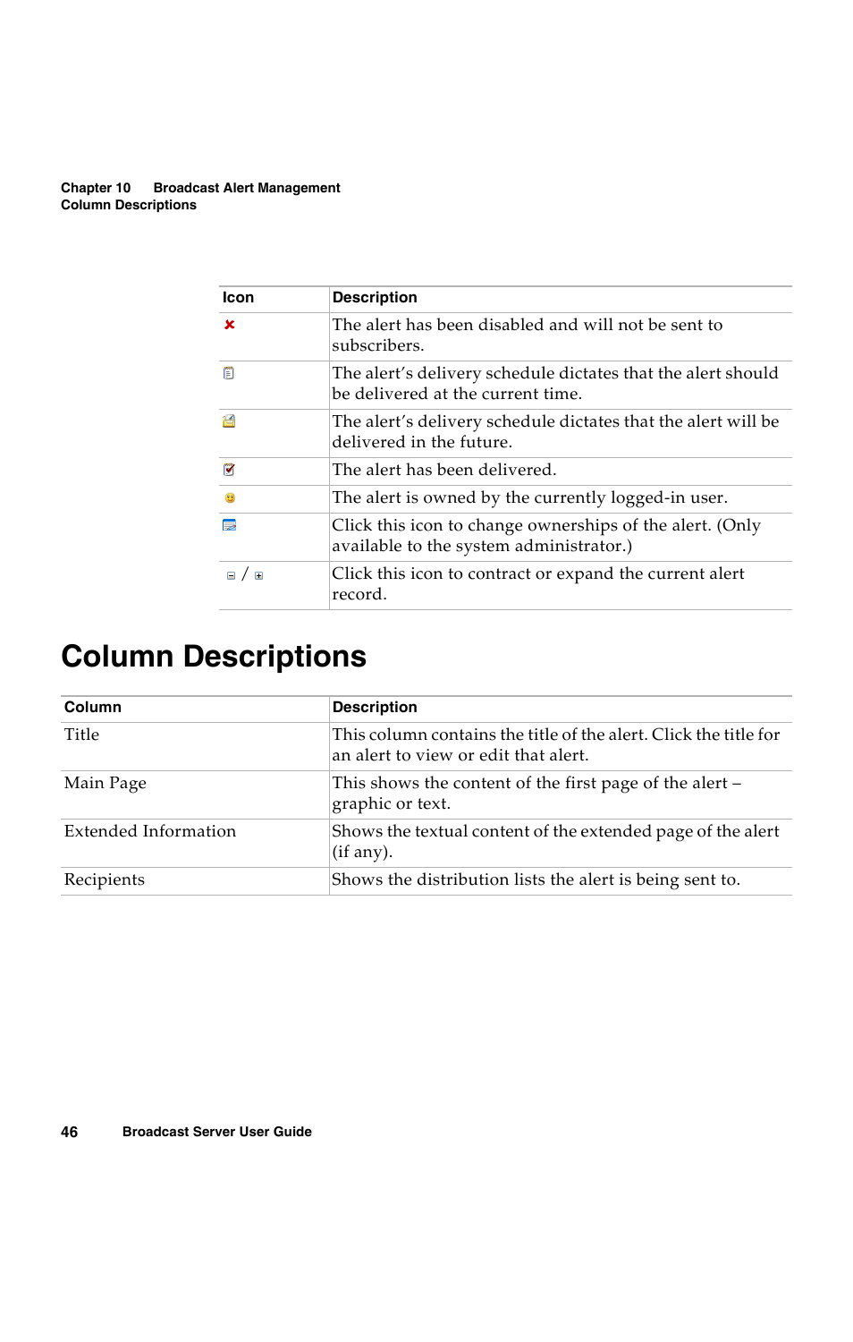 Column descriptions | Avaya 16-300272 User Manual | Page 54 / 82