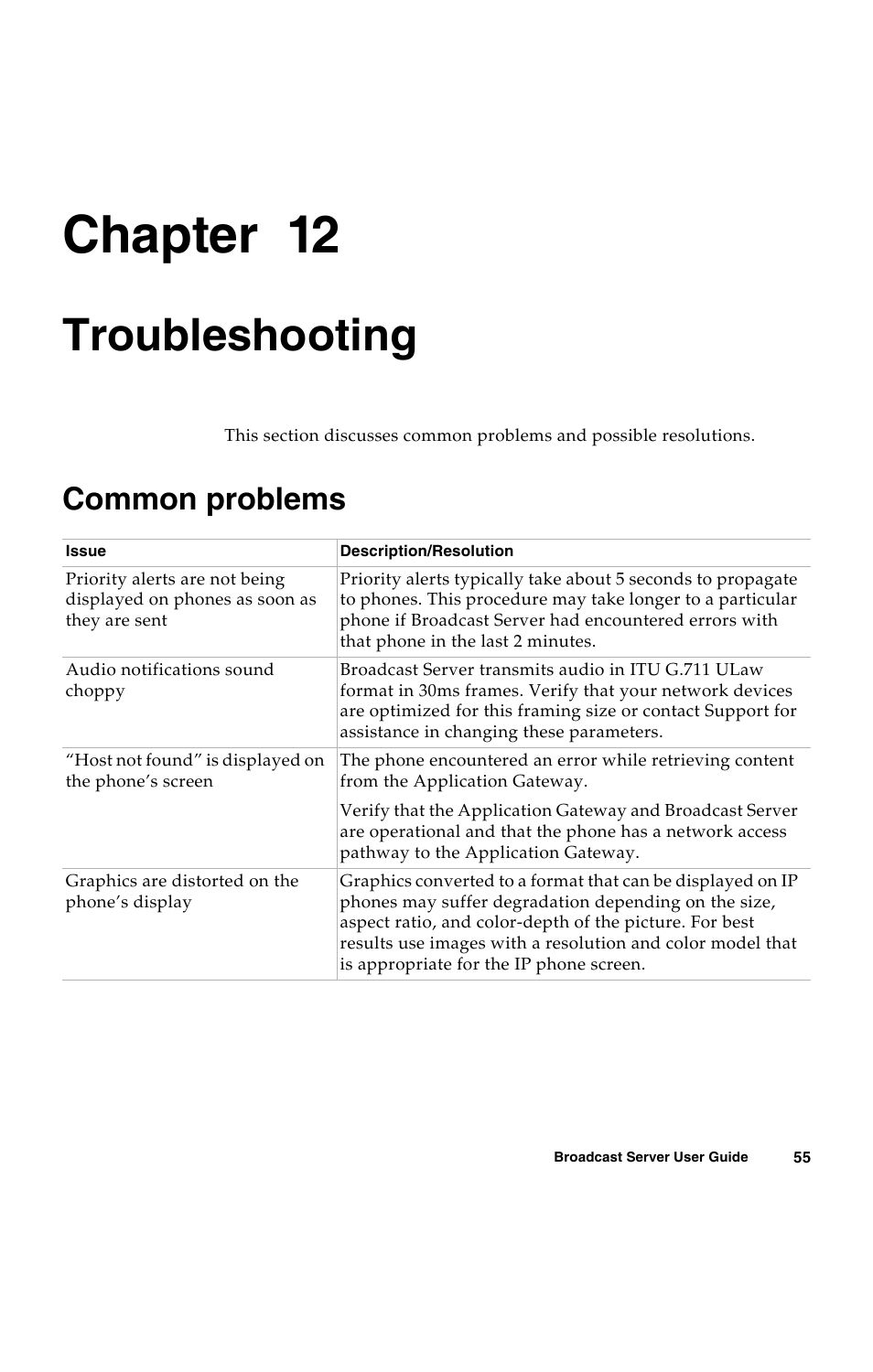 Troubleshooting, Common problems, C h a p t e r | Chapter 12 | Avaya 16-300272 User Manual | Page 63 / 82