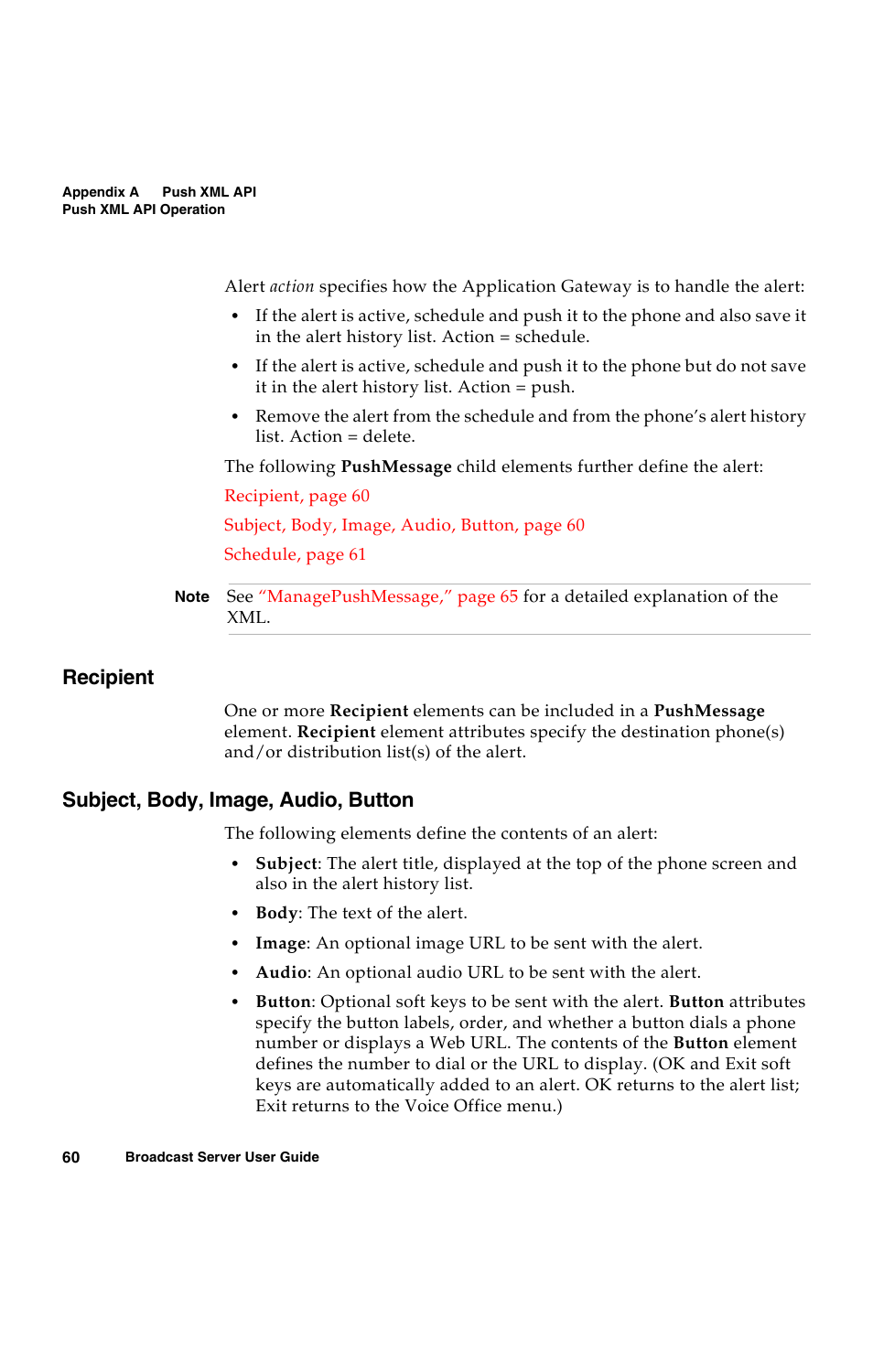 Recipient, Subject, body, image, audio, button | Avaya 16-300272 User Manual | Page 68 / 82