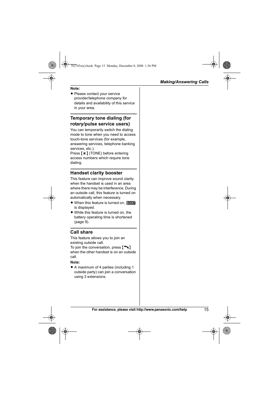 Panasonic KXTG7431 User Manual | Page 15 / 60