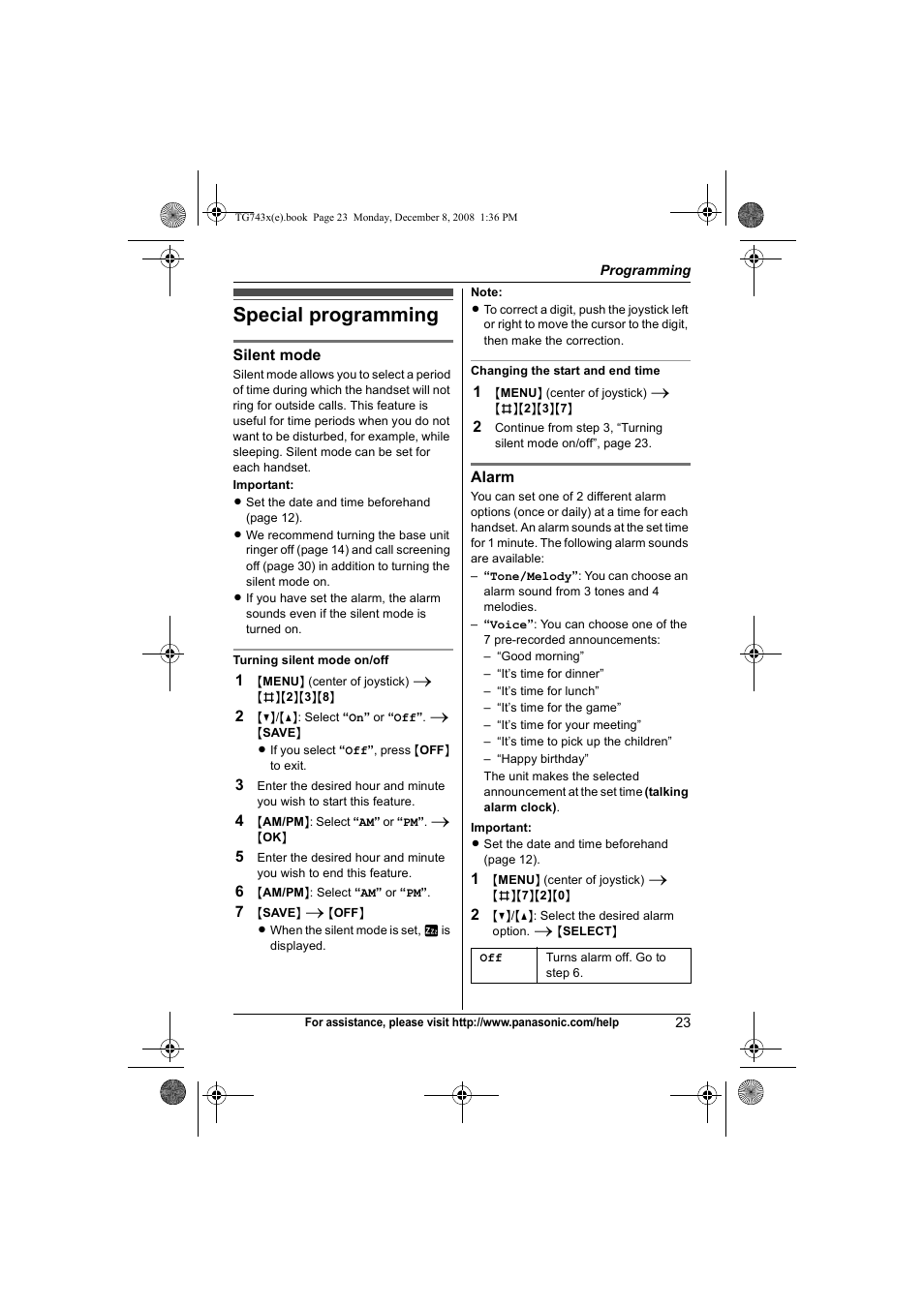 Special programming | Panasonic KXTG7431 User Manual | Page 23 / 60