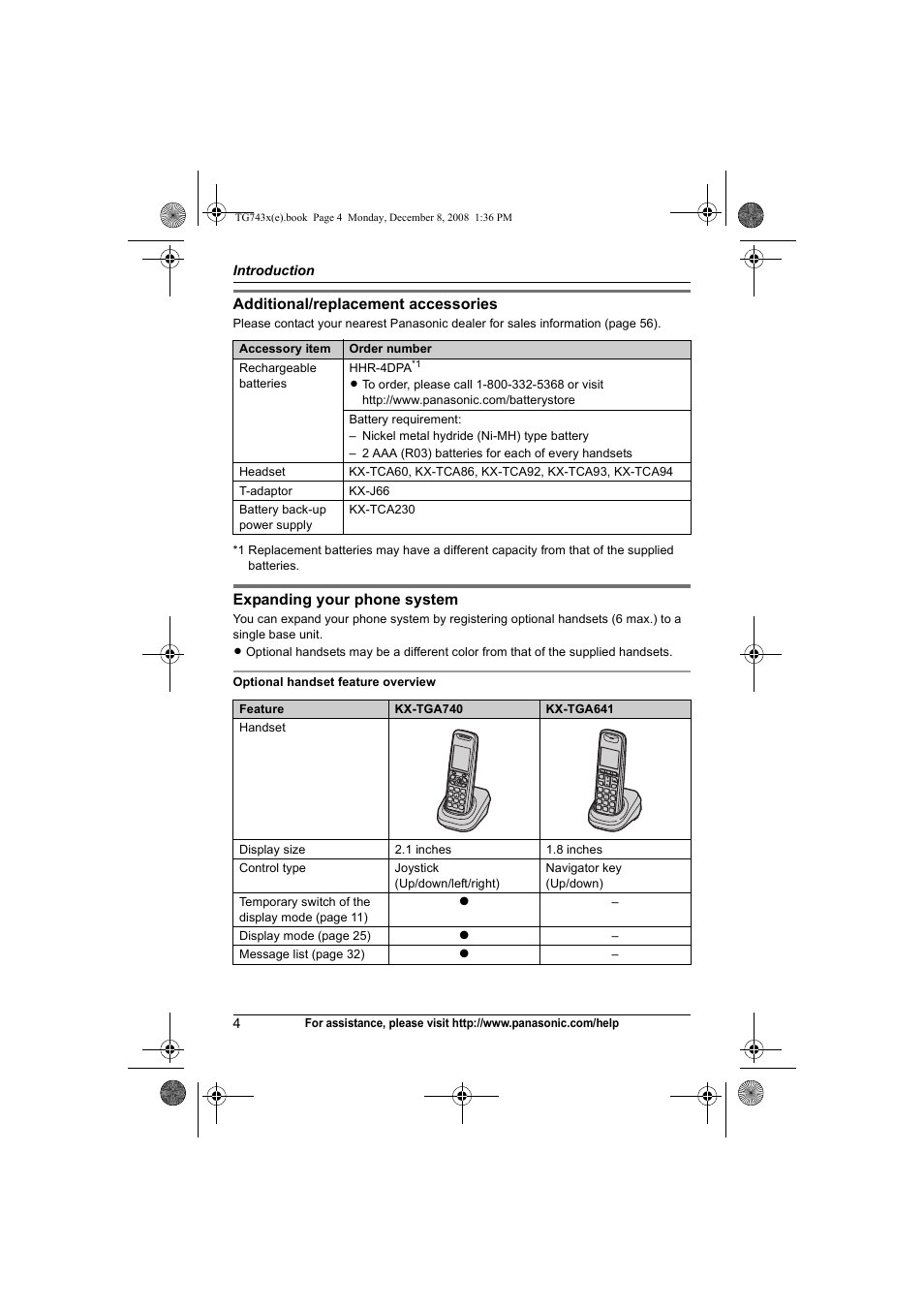 Panasonic KXTG7431 User Manual | Page 4 / 60