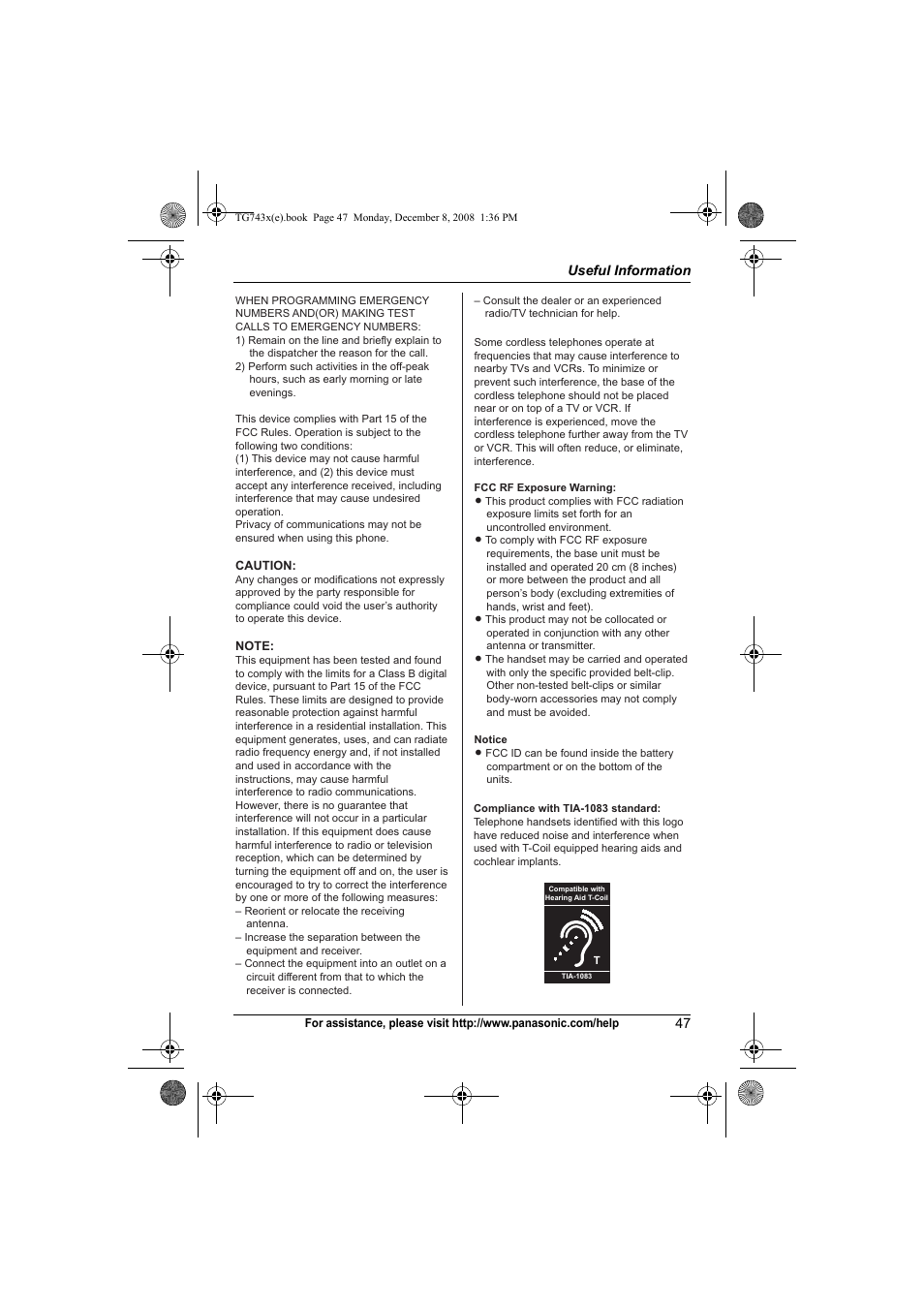 Panasonic KXTG7431 User Manual | Page 47 / 60