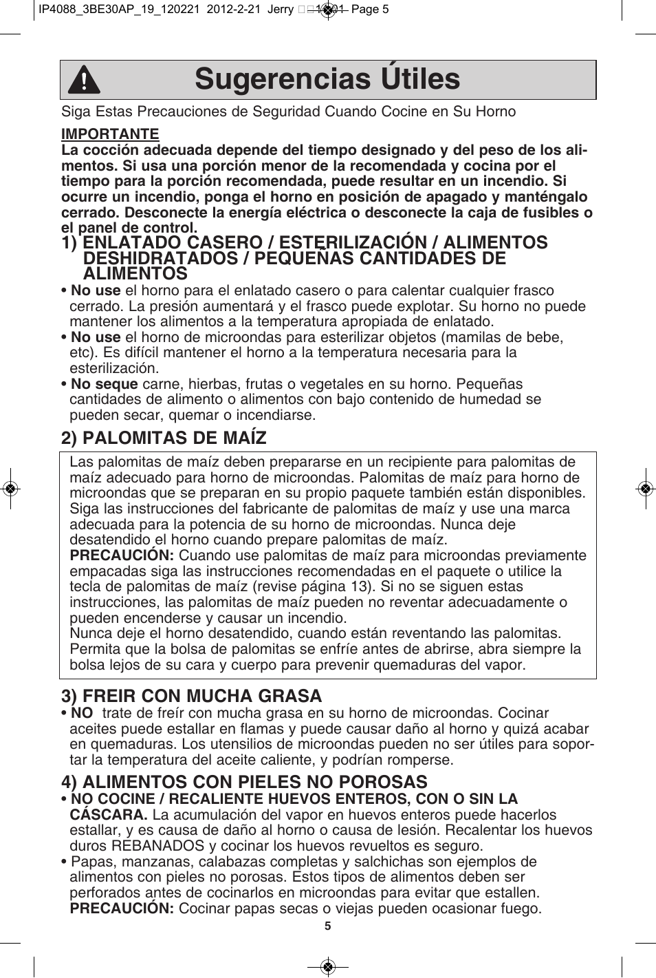 Sugerencias útiles | Panasonic NN-SD772S User Manual | Page 37 / 60