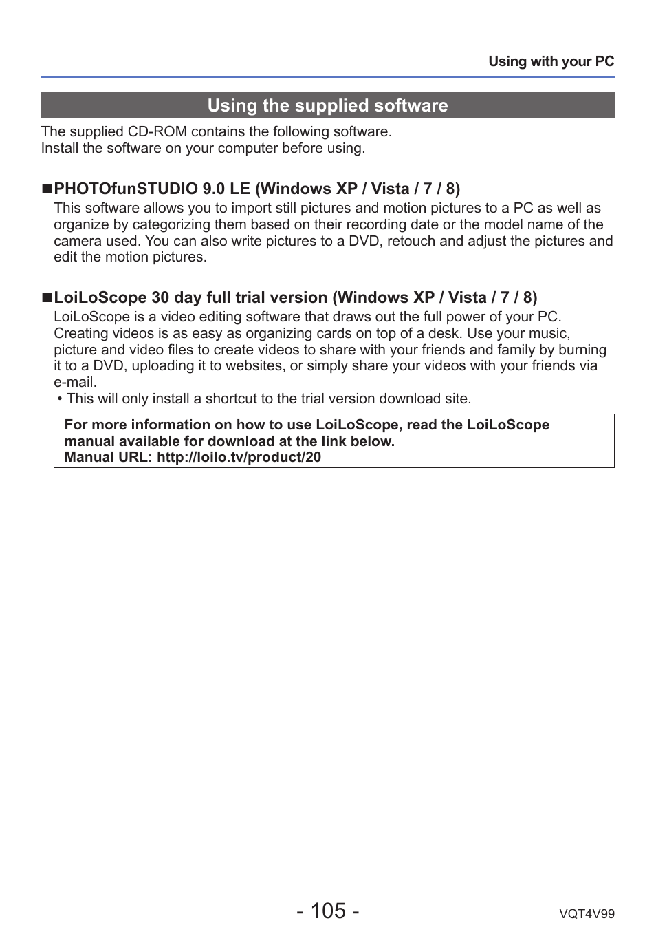 Using the supplied software | Panasonic DMC-LZ30K User Manual | Page 105 / 128