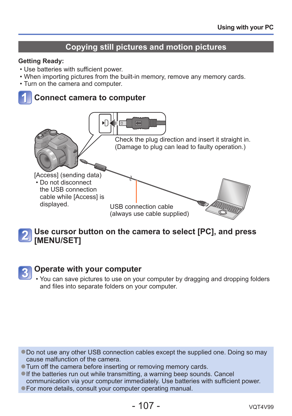 Copying still pictures and motion pictures | Panasonic DMC-LZ30K User Manual | Page 107 / 128