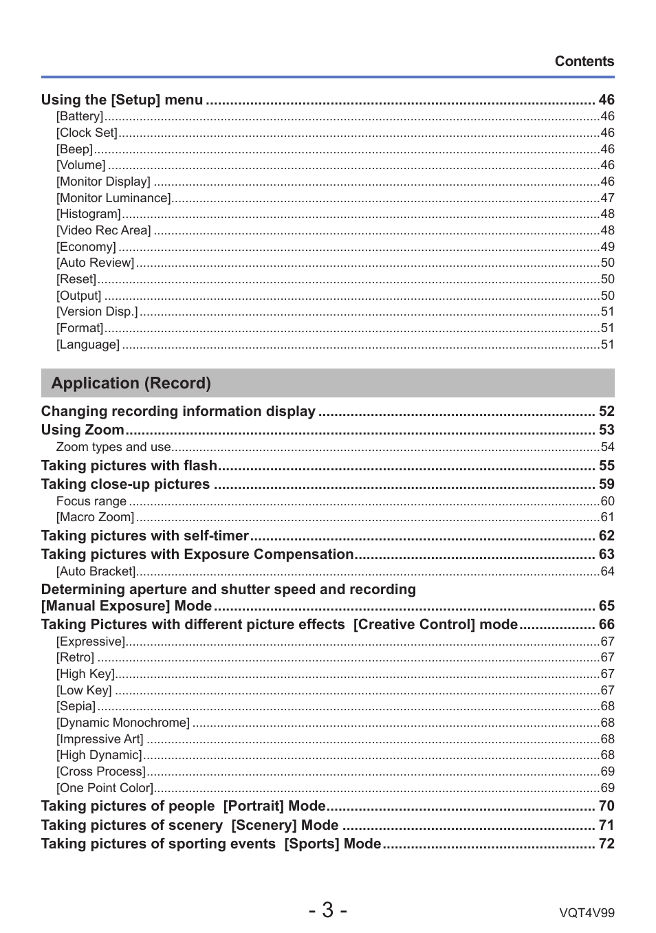 Application (record) | Panasonic DMC-LZ30K User Manual | Page 3 / 128