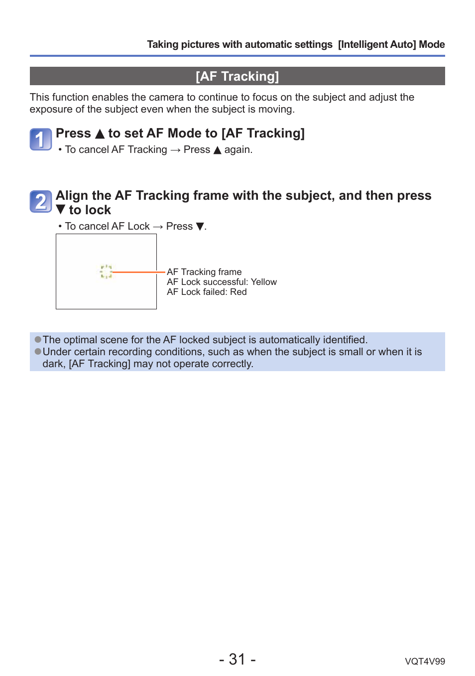 Af tracking | Panasonic DMC-LZ30K User Manual | Page 31 / 128