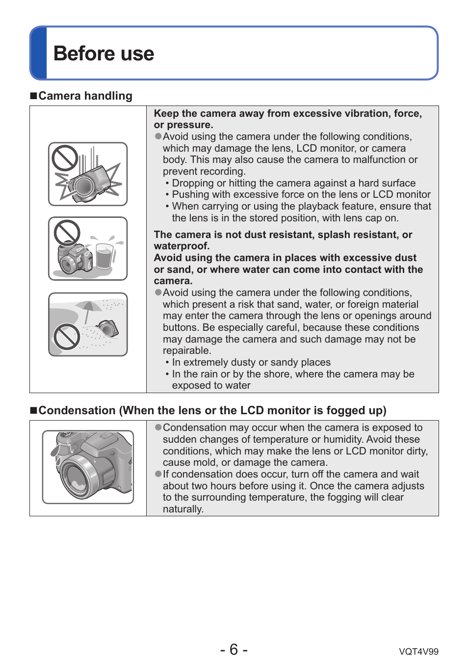 Before use | Panasonic DMC-LZ30K User Manual | Page 6 / 128